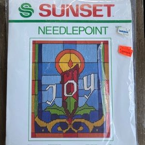 Sunset Needlepoint Kit Christmas Joy Longstitch 100% Pure Wool 8" x 10" MCM